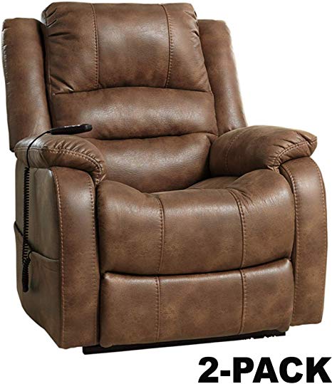 Signature Design by Ashley Yandel Power Lift Recliner (Saddle (2-Pack))