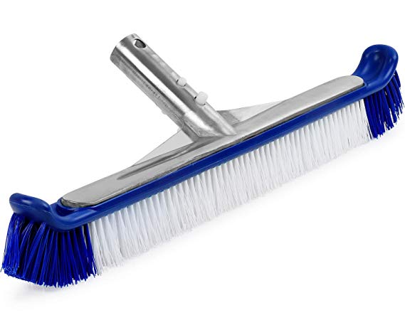 Greenco Pool Brush Heavy Duty Aluminum Back Extra Wide 20" with EZ Clip and Strong Bristles for Cleaning Pool Floor & Wall