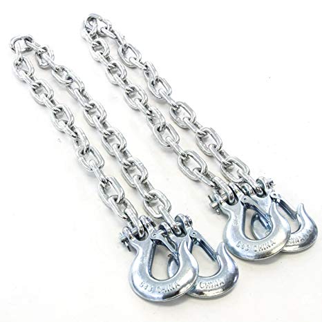 Red Hound Auto 2ea 5/16" x 36" Trailer Heavy Duty Safety Chains Slip Hook 10,000 lb Pair