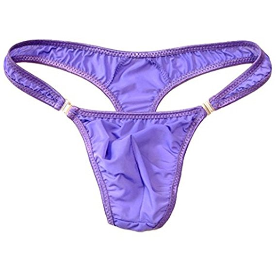 WenMei Men's Bikini Boxer Briefs trip Thongs G-string Milk Silk Underwear Shorts