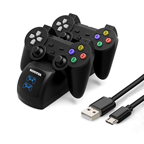 Kootek Controller Charger for PS4 Slim PS4 Pro Regular PS4, EXT Ports Fast Charging Station Stand for Playstation 4 DualShock Wireless Controller with LED Indicator