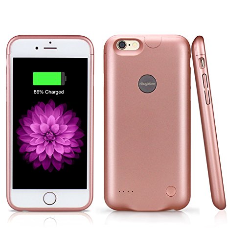 iPhone 6s Battery Case, iPhone 6s Juice Pack, Smaiphone Ultra Slim Rechargeable Extended Charging Case 2500mAh for iPhone 6 6s (4.7 inch) with Lightning Cable Input (Rose Gold)