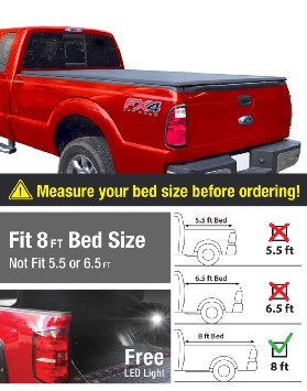 Premium TriFold Tonneau Truck Bed Cover For 1999-2016 Ford F-250F-350 Super Duty 8 feet 96 inch Trifold Truck Cargo Bed Tonno Cover NOT For Stepside