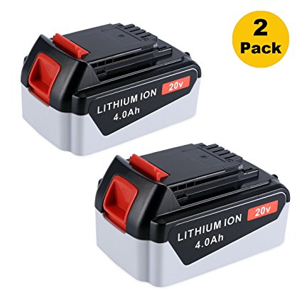 Lasica LB2X4020 20V Lithium Battery 4000mAh Replacement for 20-Volt Black and Decker Battery LB20 LBX20 LBXR20 LBXR2020-OPE (4000mAh 2 Pack)