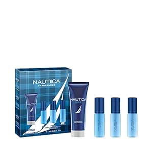 Nautica Fragrance 4-Piece Giftset, Shower Gel & Eau de Toilette, 2.5oz, 0.23oz (3)