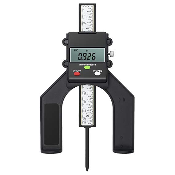Kamtop Digital Depth Gauge 80mm/3.14in Digital Height Gauge with Battery 0.10mm/0.004in Accuracy with ABS/INC Function Depth Height Measure for Woodwork Milling Cutter Table Saw Router Etc