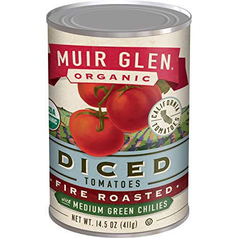 Muir Glen Organic Diced Fire Roasted Tomatoes With Medium Green Chilies, 14.5 oz