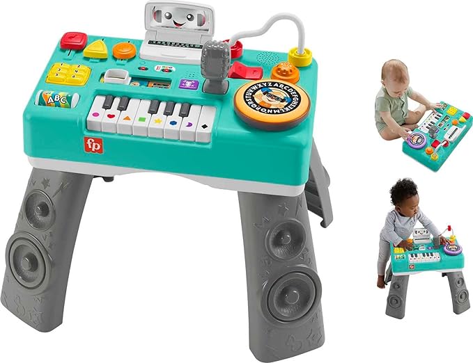 Fisher-Price Laugh & Learn Baby & Toddler Toy Mix & Learn Dj Table Musical Activity Center With Lights & Sounds For Ages 6  Months