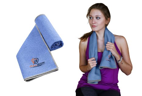 Sports Towel - Custom Fast Drying Super Absorbent Microfiber. Great Workout Towels for Exercise, Gym, Sport, Hot Yoga, Travel, Camping, Hiking, Backpacking (Cobalt Blue/Gray)