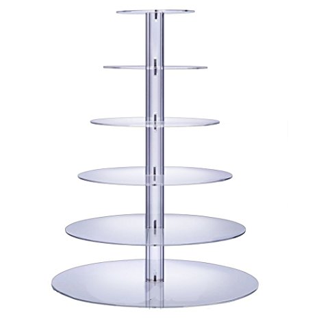 BonNoces 6-Tier Round Acrylic Cupcake Stand Dessert Display Holders Cupcake Tree Tiered Cake Stand Cupcake Tower Perfect for Weddings and Special Events