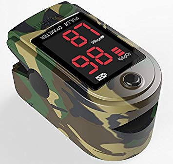 FaceLake FL420 Pulse Oximeter Camo, Carrying Case, Batteries, and Lanyard Included