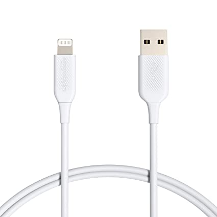 AmazonBasics Lightning to USB - Apple Certified iPhone Charging Cable, White,3 Foot