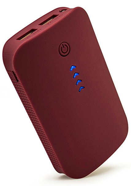 Bastex Red Power Bank External Charging for on the go travel Dual Out Put USB Ports Fast Charging MCU intelligent High Density 6000 mAh Battery Pack for Android iPhone 6s LG G5 Samsung Galaxy S7