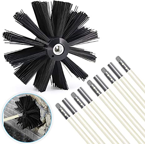 12 Feet Dryer Vent Cleaner Kit Lint Remover Fireplace Chimney Brushes Extends Up to 12 Feet Synthetic Brush Head Use with or Without a Power Drill