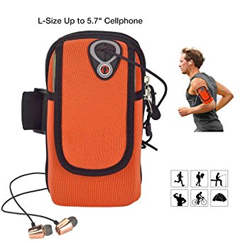 Sports Running Armband Phone Holder, ieGeek Sweatproof Multifunctional Pockets Workout Armbag with Double Pockets & Free Keychain for iPhone 7/6S/6 Plus, Galaxy S7/S6 Edge, Huawei Cellphone Up to 5.7"