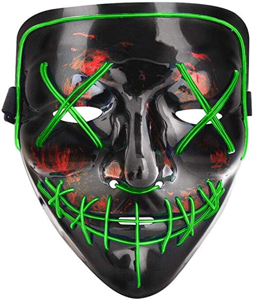 Tcamp Halloween Scary Mask LED Cosplay Costume Mask El Wire Light Up Mask for Halloween Festival Party