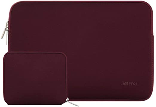 MOSISO Laptop Sleeve Compatible with MacBook Air 13 inch M1/A2337 A2179 A1932,MacBook Pro M1/A2338 A2289 A2251 A2159 A1989 A1706 A1708, 12.9 iPad Pro,Neoprene Bag Cover with Small Case, Wine Red