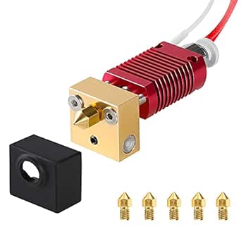 MMOBIEL Hotend Kit - Assembled MK8 3D Printer Extruder Compatible with Creality CR Series/Ender Series - Hot End Kit Incl. 6 Pcs 0.4mm Nozzles / 4 Pcs Silicone Socks and 4 Pcs 3ft Long Cables - 12V