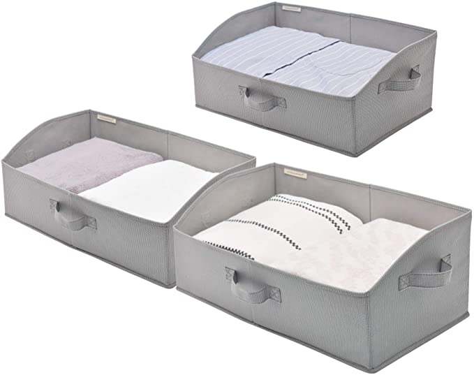 StorageWorks Storage Bins, Closet Basket, Trapezoid Storage Boxes for Shelves, Mixing of Gray & White, Jumbo, 3-Pack