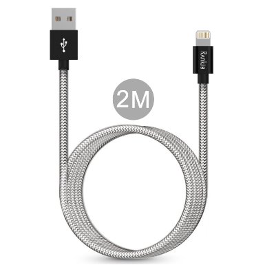 Lightning Cable, Rankie [Apple MFi Certified] 6.5ft 2M Nylon Braided Extremely Durable USB Sync and Charging Lightning Cable for iPhone 7/6s/6/5s/5/SE, iPad Pro, iPad Air, iPad Mini - Black