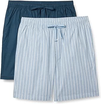 Amazon Essentials Men's Cotton Poplin Pajama Shorts, Pack of 2