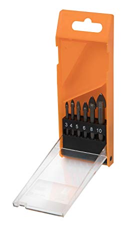Brackit Glass & Tile Drill Bit Set | Spear Pointed Steel Drill Bits for Ceramic Tile & Glass Mirrors | Premium Glass Drill Bit Set with Cushioned Carrying/Storage Case (6 PC Drill Bit Kit)