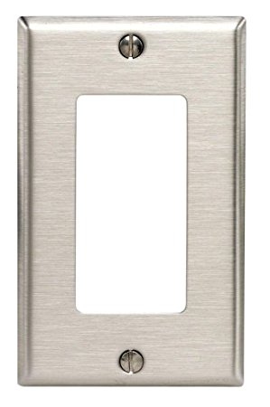 Leviton 84401-40 1-Gang Decora/ GFCI Device Decora Wallplate, Device Mount, Stainless Steel.