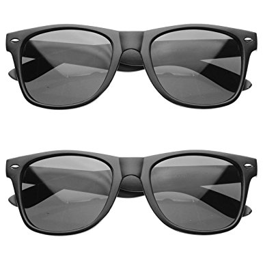 zeroUV - Super Hipster Trendy Urban Matte Black Rubber Finish Horn Rimmed Sunglasses