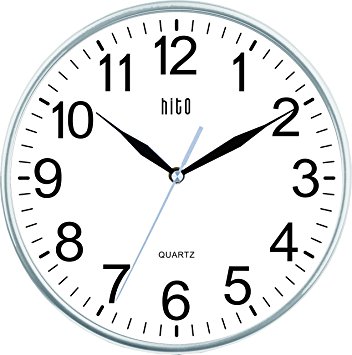 HITO Silent Non-ticking Wall Clock- 10 Inches (Silver)