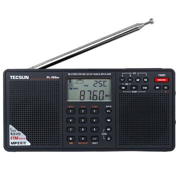 Tecsun PL398MP DSP Digital AM/FM/LW Shortwave Radio with Dual Speakers & MP3 Player, Black