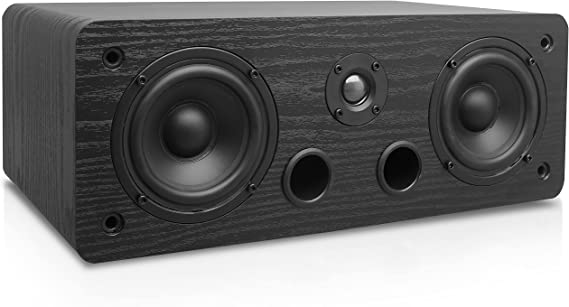 PYLE Center Channel Speaker - Center Channel Speaker with Dual 4-Inch Wooden Woofer and Silk Dome Tweeter, Includes (2) 4'' High-Power Woofers, 1'' High-Temperature Voice Coil - PCS2X4, Black