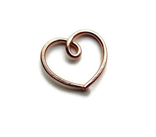 Skinny Thin Daith Heart Earring Rose Gold filled 20gauge, One Single