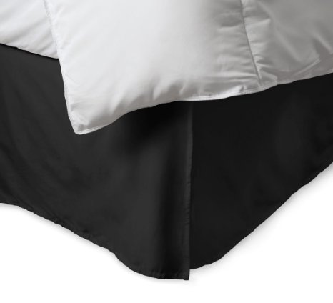Bed&Linen New Collection 500 Thread Count 100% Egyptian Cotton Solid Black Expanded Queen Bed Skirt with 17" Drop Length