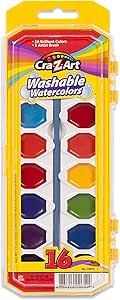 Cra-Z-Art 16-Piece Washable Watercolor Paint Set, Assorted Colors