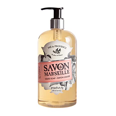Pre de Provence Savon De Marseille Liquid Hand Soap for Bathroom, Laundry Rooms, Kitchen Sinks (16.9 fl oz) - Fig Grapefruit