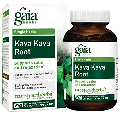 Gaia Herbs Kava Kava Root Vegan Capsules, 60 Count - Supports Emotional Balance, Calm and Relaxation, Ecologically Harvested Kava from Vanuatu, Guaranteed Potency 75mg Active Kavalactones