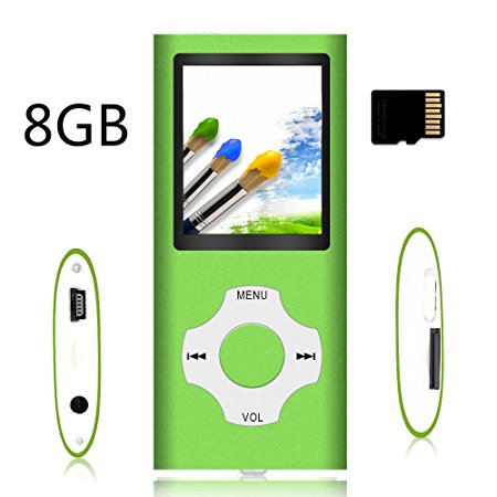 Tomameri - Compact and Portable MP3 / MP4 Player with Rhombic Button ( Including a 8 GB Micro SD Card ) Supporting Photo Viewer, E-Book Reader and Voice Recorder and FM Radio Video Movie (Green)