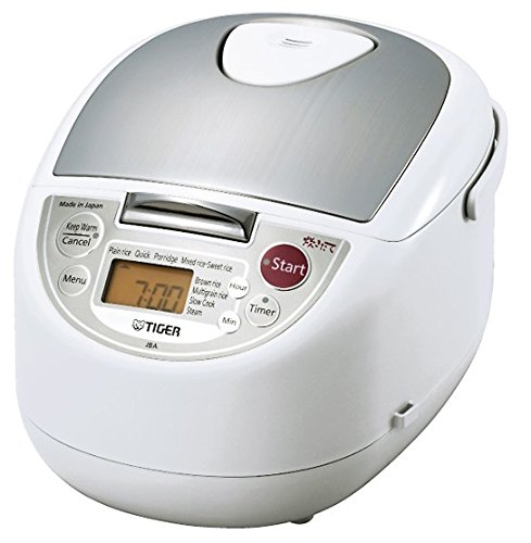 Tiger JBA-T18U-WU 10-Cup Uncooked Micom Rice Cooker with Food Steamer and Slow Cooker White