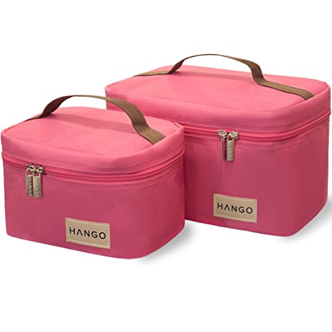 Hango Insulated Lunch Box Cooler Bag (Set of 2 Sizes), Pink