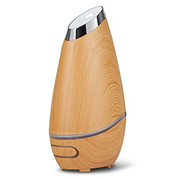 SmartMist Aromatherapy Essential Oil Diffuser - Modern Wood Finish, Auto Shut-off, LED Lights, 3 Mist Settings for Aroma - Ultrasonic Cool Air Purifier Humidifier for Room