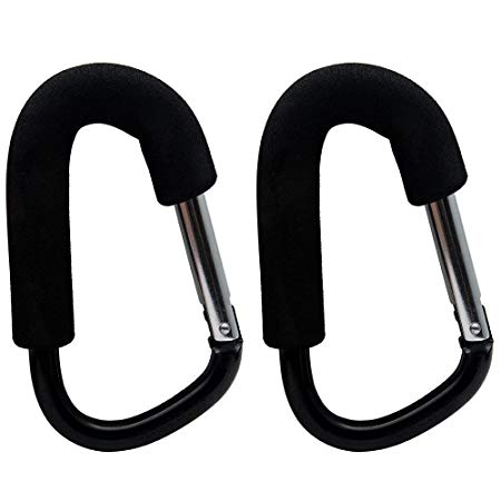 2 Pack Pushchair Hook Clip Large Buggy Pram Shopping Bag Strong Mummy Carry Carabiner