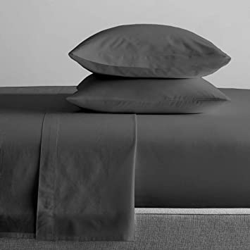 Luxury Hotel Collection Bedding Sheets Set 15" Deep Pocket 4 Piece 100% Egyptian Cotton 800 Thread Count - Smooth & Soft Sateen Weave - Queen Size, Dark Grey Solid