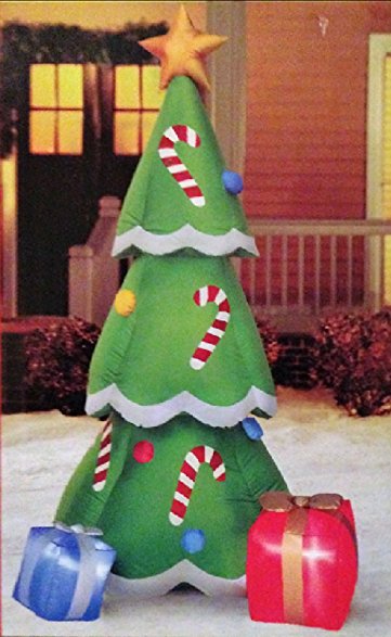 CHRISTMAS INFLATABLE 6.5' CHRISTMAS TREE W/ CANDY CANES AND GIFTS OUTDOOR YARD DECORATION BY GEMMY