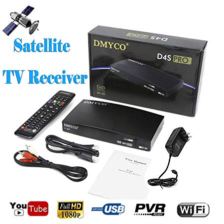 DMYCO Satellite Receiver, TV Receiver Digital FTA TV Satellite Finder DVB S2 LNB Tuner SAT Decoder Support Full HD 1080P H.265 MPEG-5 PVR YouTube (D4S Pro)