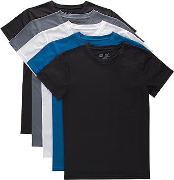 Hanes Boys' Big Originals Performance Mesh Tween T-Shirt Pack, Stretch Undershirts, 5-Pack