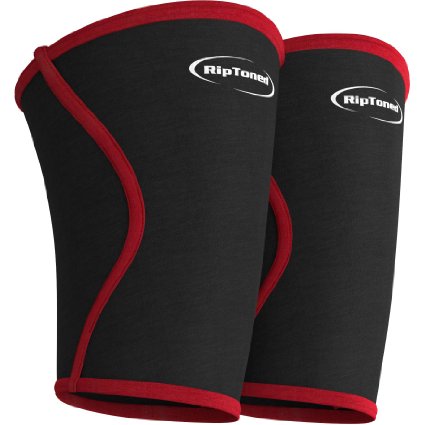 Knee Support Sleeves (PAIR) - *Free Bonus Beanie* - Compression for Weightlifting, Powerlifting, Crossfit, Squats, Pain Relief & Running - By Rip Toned - Lifetime Warranty. (Medium)