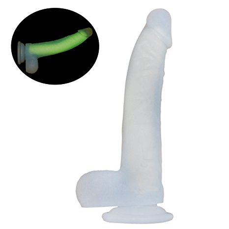 Tracy's Dog 8 Inch Liquid Silicone Night Light Realistic Odorless Dildo Stimulative Flesh Penis with Suction Cup (Noctilucence)