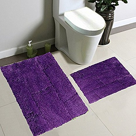 2pc Fancy Collection Bath Set Solid Purple Super Soft New