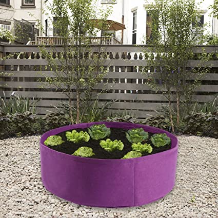 Fabric Raised Planting Bed, Garden Grow Bags Herb Flower Vegetable Plants Bed Round Planter,Purple,Dia24 x 8"