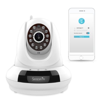 SereneLife IPCAMHD62 Pro - Full HD Wireless IP camera  Video Surveillance Monitor w PTZ Intercom Mobile App